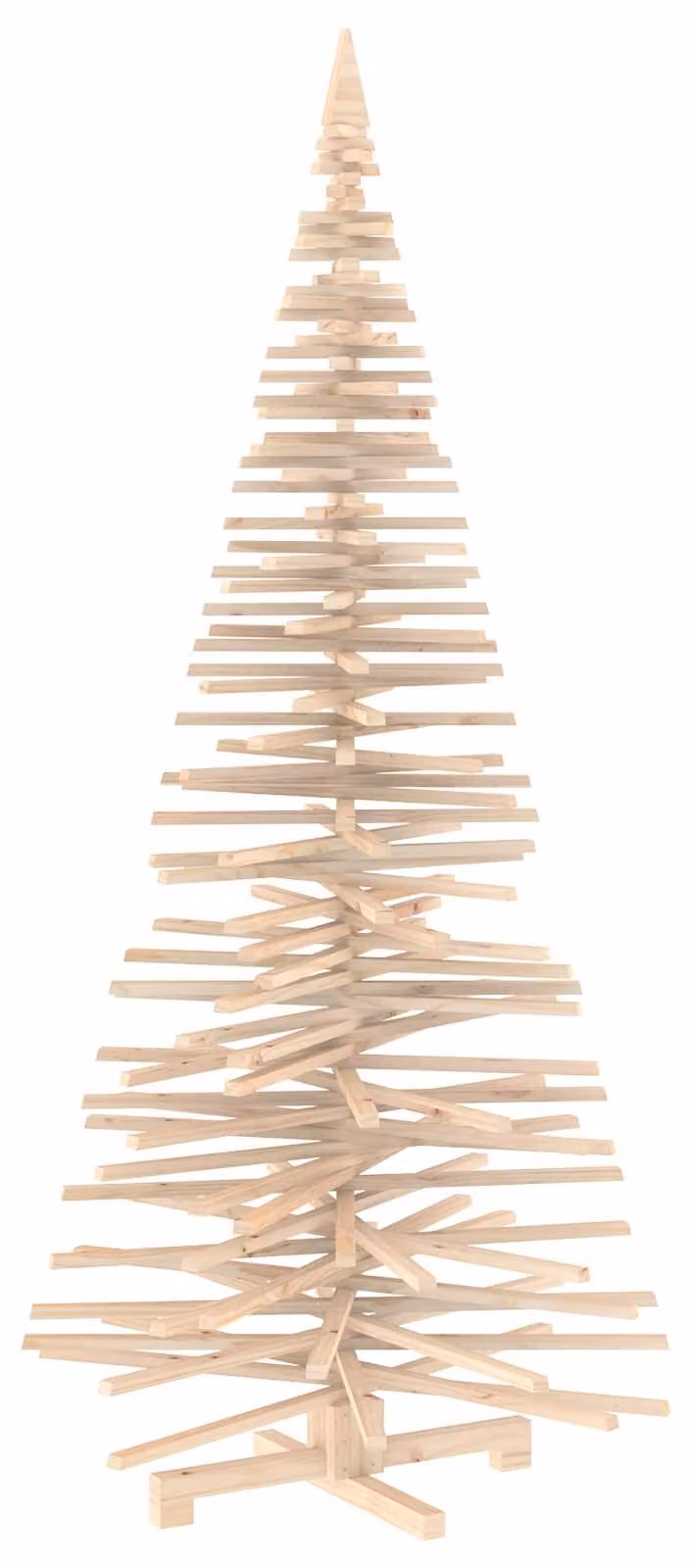 Albero di Natale in legno KOTKA, 240 cm, realizzato in legno di pino massello, aspetto naturale