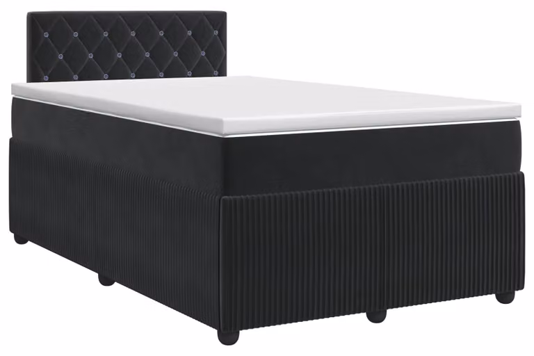 Letto a molle con materasso nero 120 x 190 cm in velluto