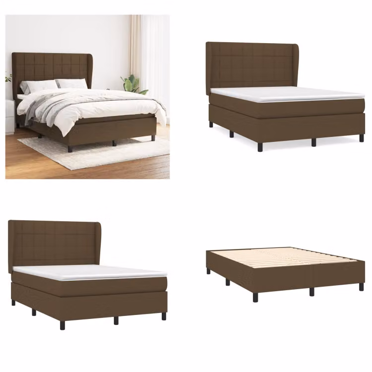 vidaXL Letto a molle con materasso in tessuto marrone scuro 140x200 cm - Letto a molle - Boxspringbetten - Bett - Schlafzimmermöbel