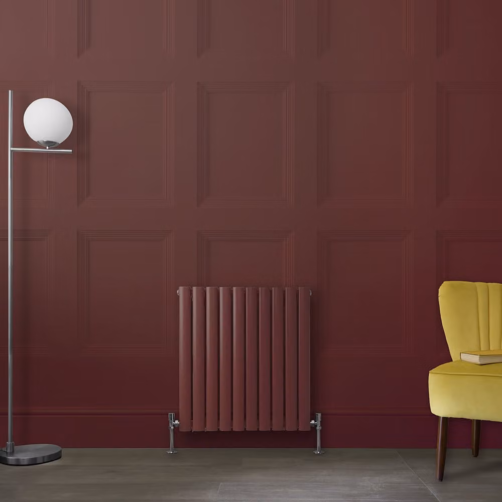 Radiatore di Design Orizzontale Rosso (Booth Rosso) - 635mm x 590mm - Pannello Doppio  - Revive