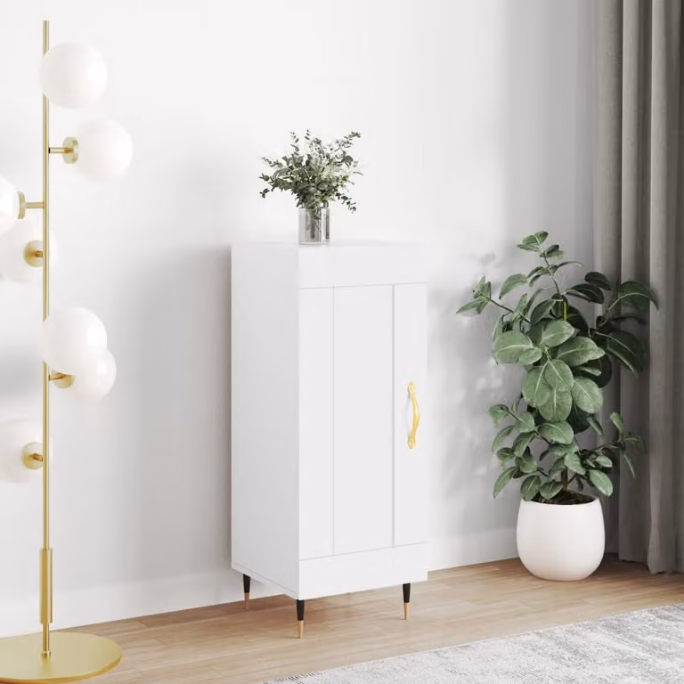 Credenza moderna vidaXL bianca in legno e metallo L: 34,5 cm, P: 34 cm, H: 90 cm