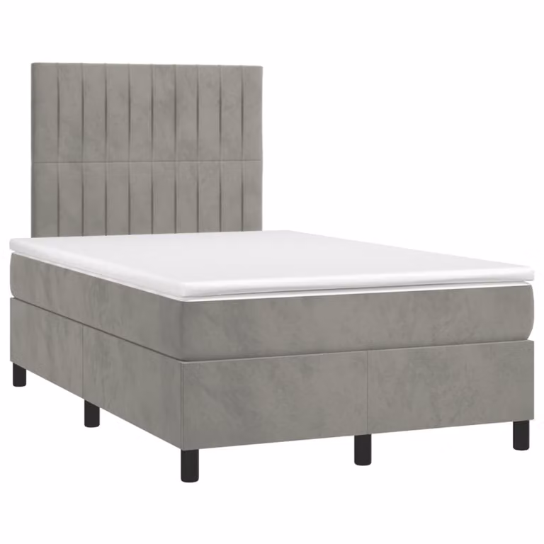 Maison Exclusive - Letto boxspring con materasso e LED grigio chiaro 120x190 cm velluto