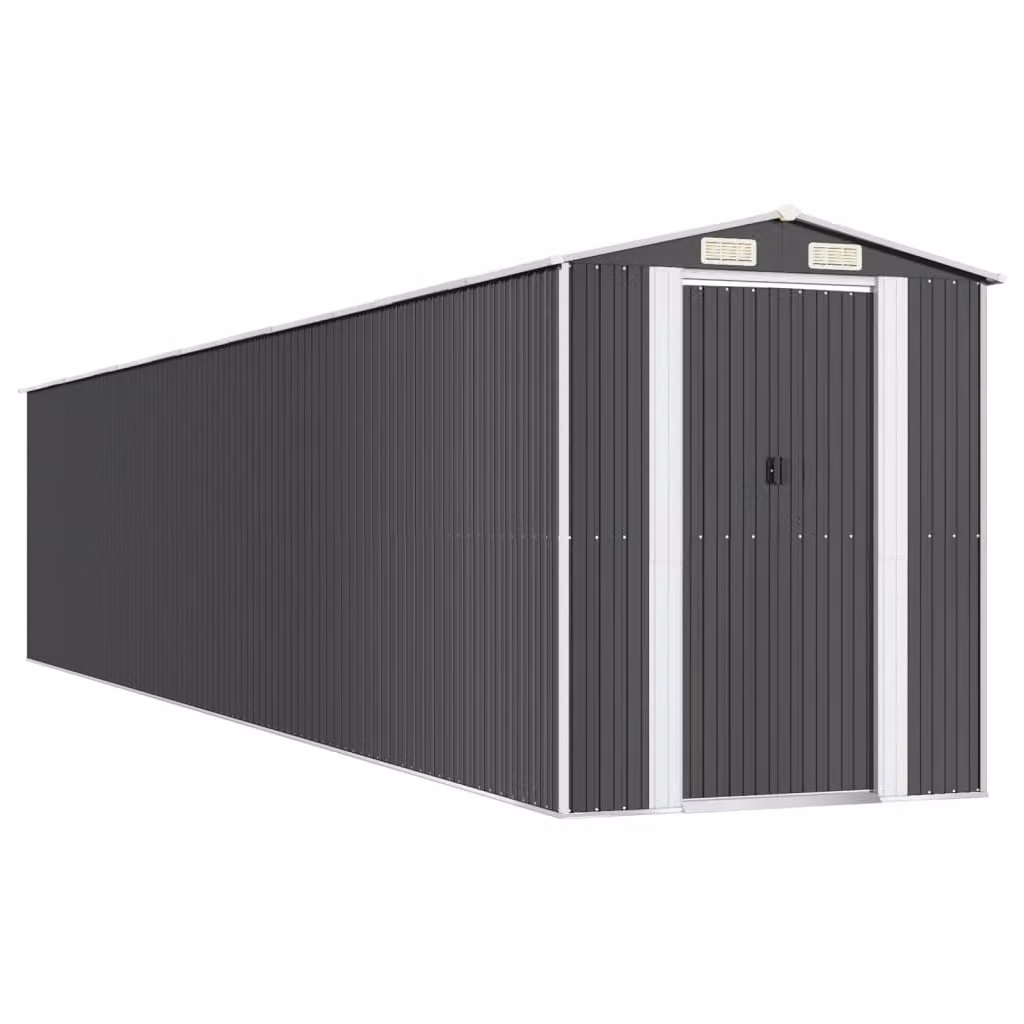Capanno da Giardino Antracite 192x1021x223cm in Acciaio Zincato