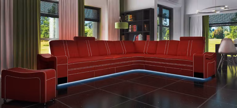 LEDERSOFA XXL WOHNLANDSCHAFT GARNITUR LEDER ECKCOUCH GARNITUR mit USB POLSTER