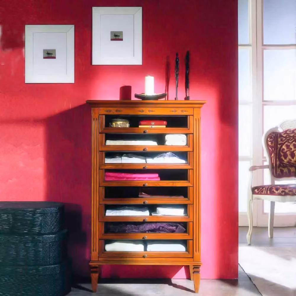 Cassettiera classica in legno con 8 cassetti Mobili 2G finitura bassano L: 75 cm, P: 41 cm, H: 120 cm – 3
