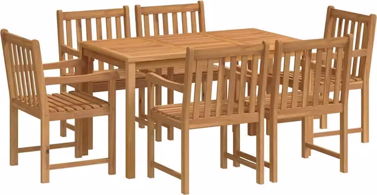 Set da pranzo da giardino 7 pz 140x80 cm in legno massello di teak