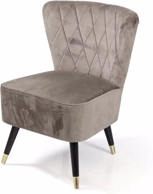 POLTRONA IN VELLUTO CON GAMBE NERE 63,5 X 66 X 84 CM COLORE TORTORA
