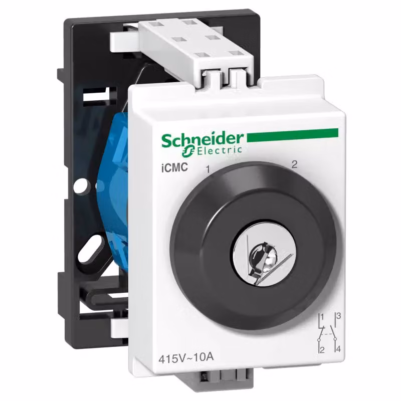 Selettore a chiave Schneider Electric iCMC, 2 posizioni, 1N+1C, 10 A, 415 V CA A9E15123