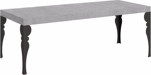 Tavolo da pranzo allungabile Itamoby Premium in finitura cemento grigio con gambe in metallo antracite L/P: 200/304 x 90 cm