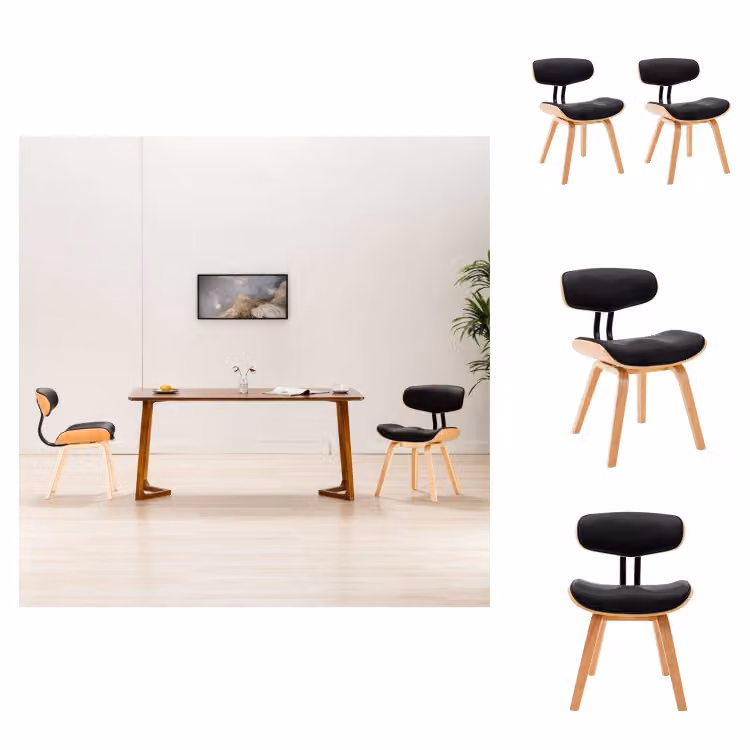 vidaXL Sedie da pranzo 2 pezzi in legno curvato nero e Pelle finta - Sedie da pranzo