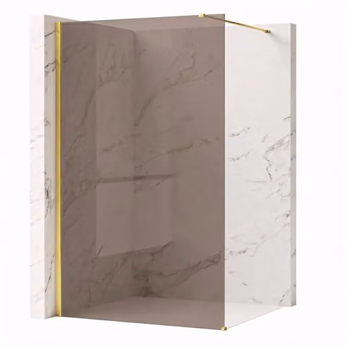 Rea - Parete Doccia Flexi, Gold 90, Walk-In Senza Piatto Doccia, Vetro Di Sicurezza Temperato Marrone Fumo 8mm, 120 X 90 X 195 cm