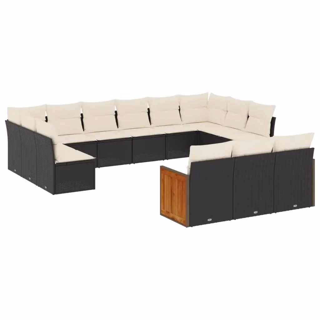 Set di divani da giardino vidaXL a forma di U in polyrattan nero con cuscini inclusi – 2