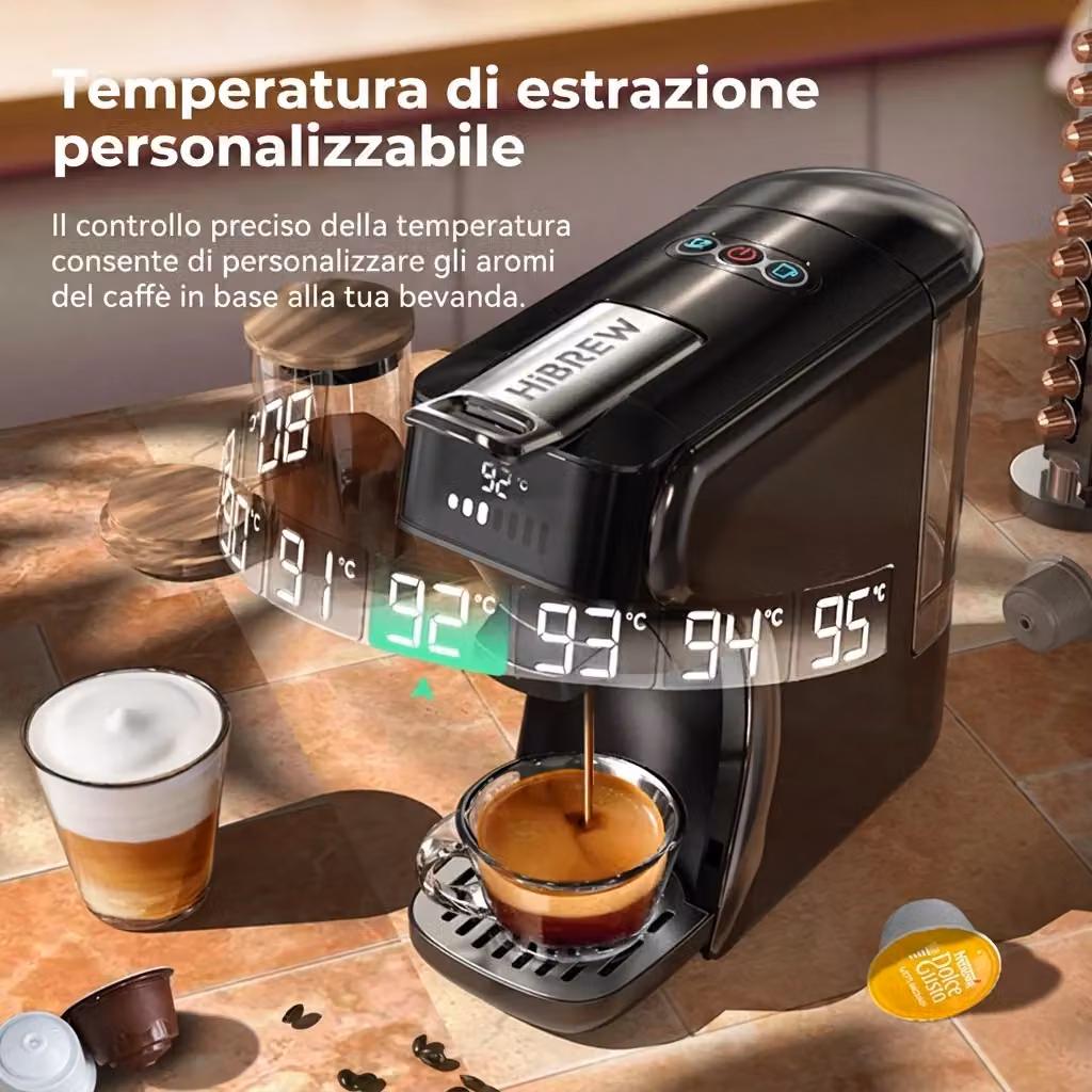 Macchina da Caffè Multifunzionale HiBREW H1B 6 in 1 Nero, Compatibile con Nespresso, Dolce Gusto, ESE e Caffè Macinato – 2