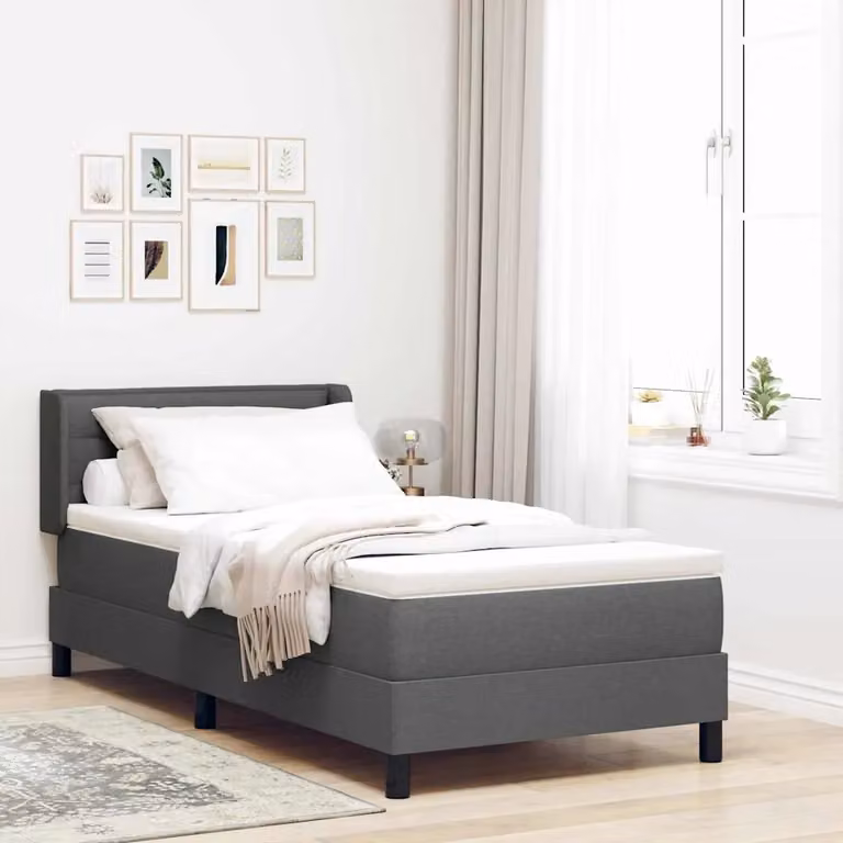 vidaXL Letto a molle con testiera Grigio scuro 200 x 80 cm Tessuto