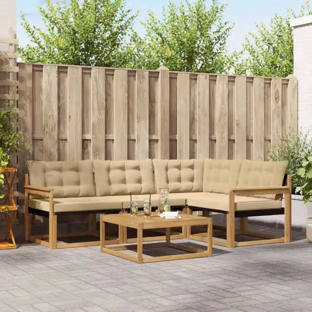 Set di divani da esterno 5 pz Bianco e Beige 3388655