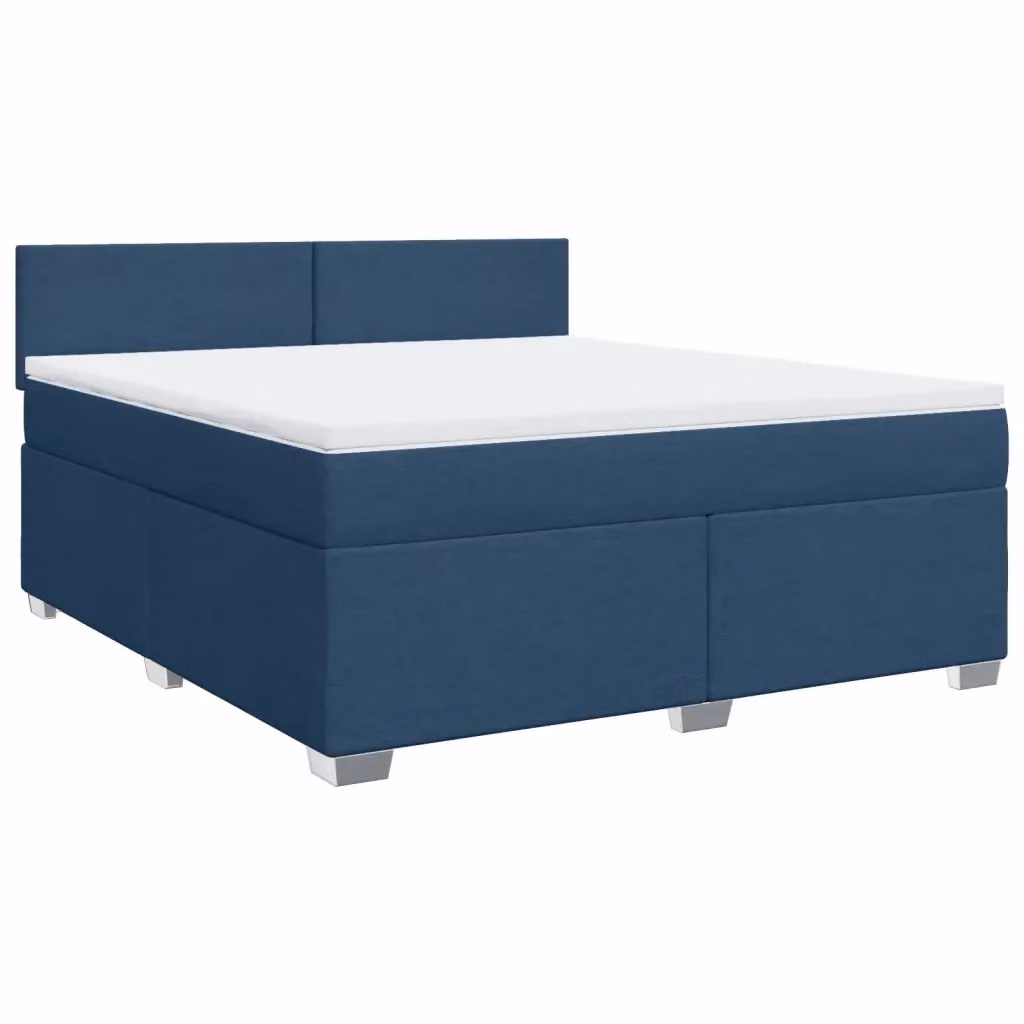 Letto Ibrido vidaXL con Giroletto a Molle e Materasso in Tessuto Blu e Bianco L 180 x P 200 cm – 2