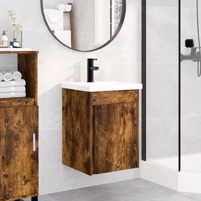 Mobile bagno moderno vidaXL in legno rovere, sospeso, L: 42 cm, P: 40 cm, H: 74,5 cm