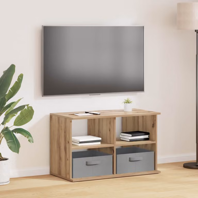 Supporto TV moderno vidaXL in legno color rovere marrone L 79 cm x P 40 cm x H 48 cm