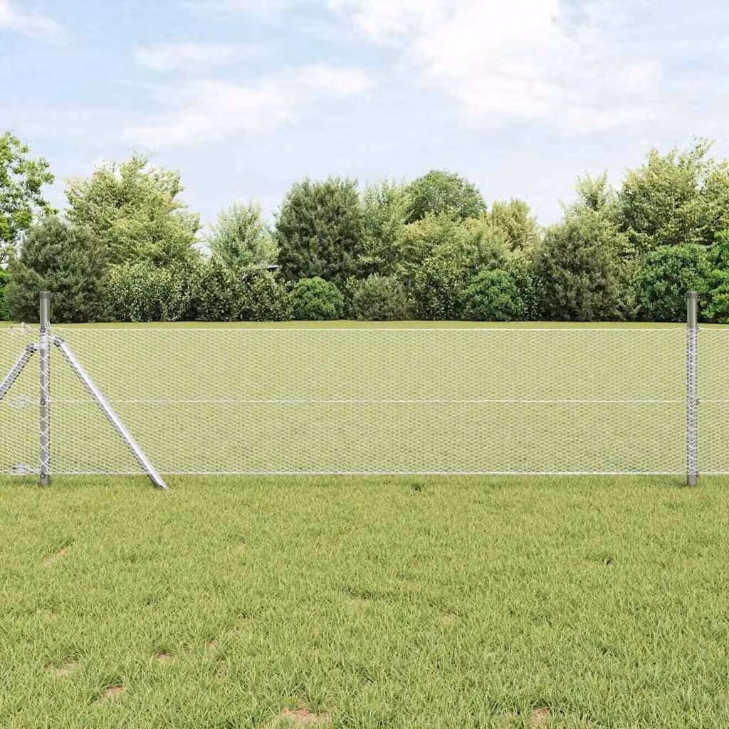 Maison Exclusive - Recinzione a maglia esagonale, 0,6 x 100 m, acciaio zincato, colore argento