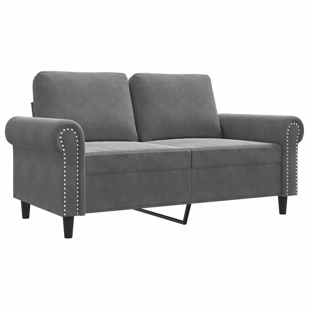 Divano moderno vidaXL in velluto grigio per soggiorno con struttura in metallo L: 152 cm, P: 77 cm, H: 80 cm – 2