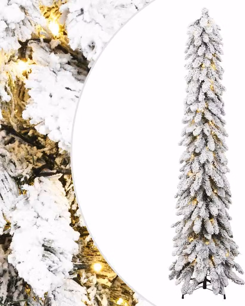 Albero di Natale artificiale con luci e neve 130 LED 210 cm