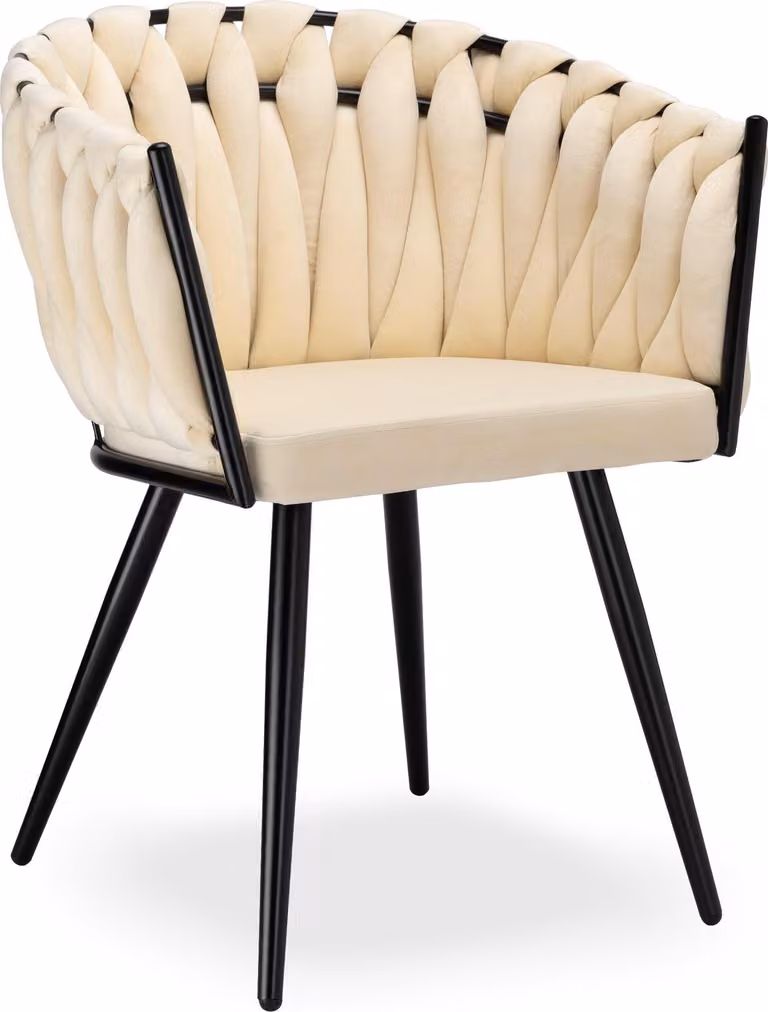 Seggiolone Aston in velluto intrecciato beige