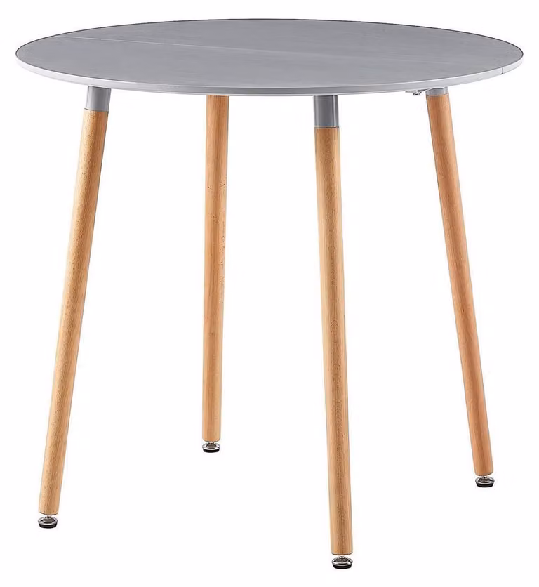 Tavolo da pranzo rotondo in legno, stile scandinavo, colore grigio, dimensioni 80x80x75 cm, adatto per 2-4 persone