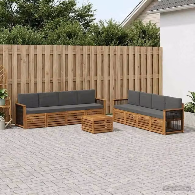 Set di divani da esterno 9 pz Naturale e Antracite 3384173