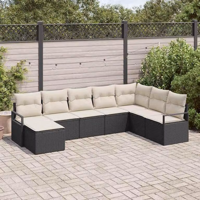 Maison Exclusive - Set di divani da esterno, 8 pezzi, colore nero [Materiale sintetico]: rattan sintetico
