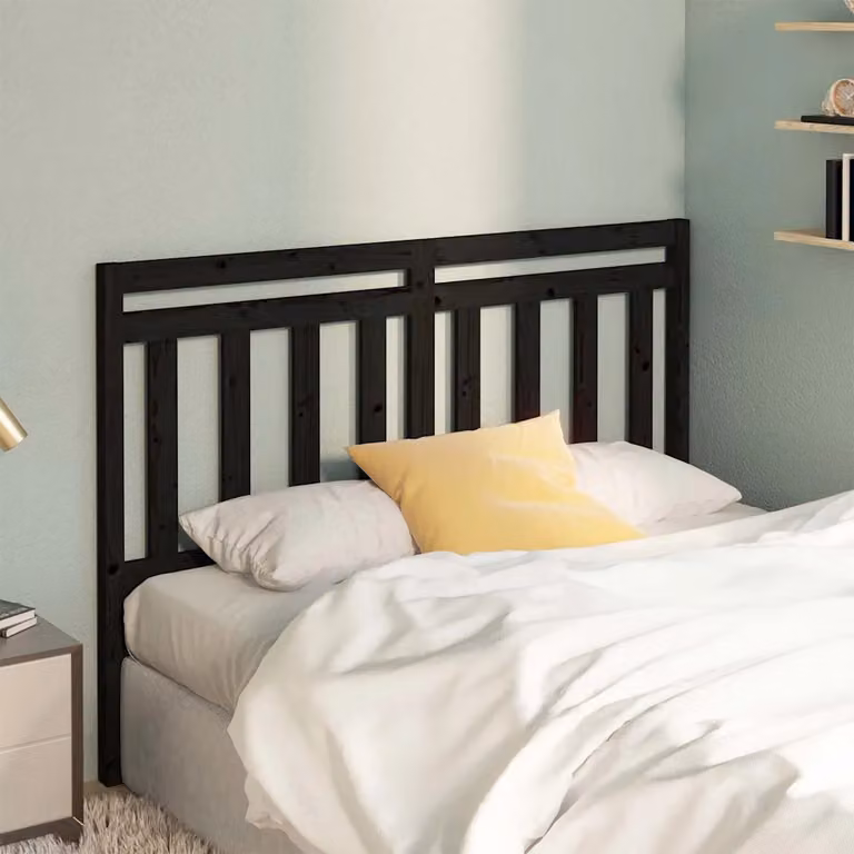 Testiera per letto vidaXL in legno massello di pino nero, stile rustico, L 146 cm x H 100 cm x P 4 cm