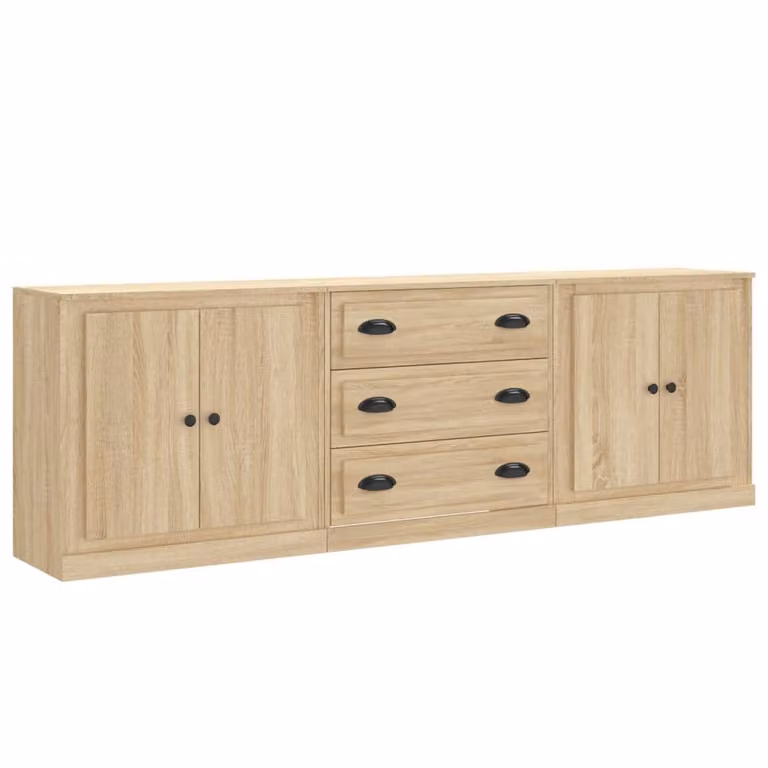 Credenze 3 pz Rovere Sonoma in Legno Multistrato