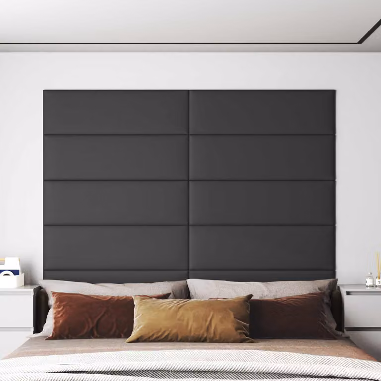 Set di 12 pannelli testiera da parete vidaXL in tessuto grigio, L: 90 cm, H: 30 cm