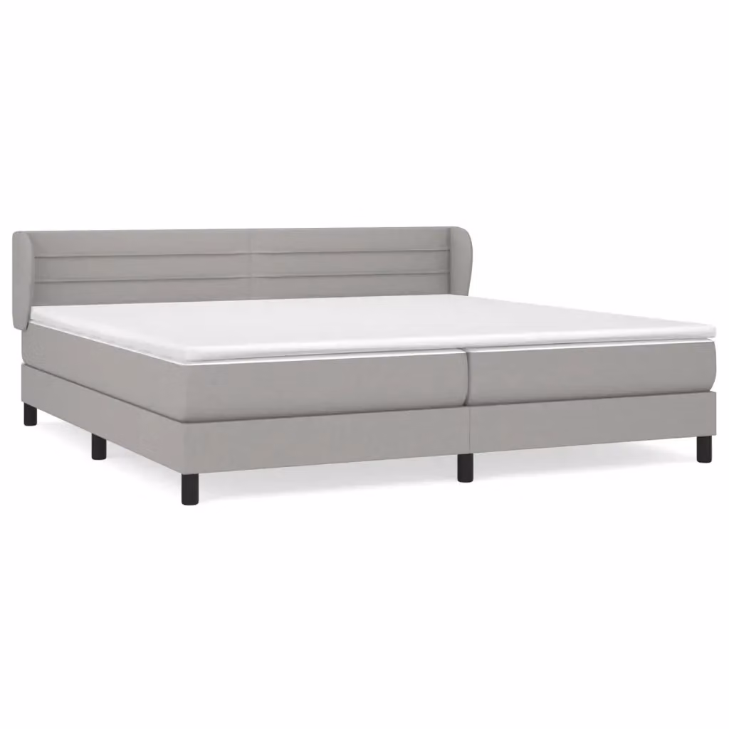 Letto Ibrido vidaXL con Giroletto a Molle e Materasso in Tessuto Grigio e Bianco L/P/H: 200 x 203 x 25 cm – 2