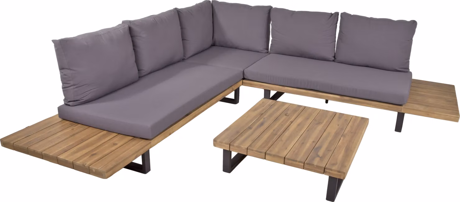 Gruppo lounge Garden Pleasure Acapulco antracite, legno nero, metallo, 13 pezzi