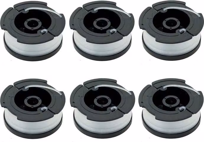 INF Bobine di filo in confezione da 6 per tagliaerba Black & Decker Nero