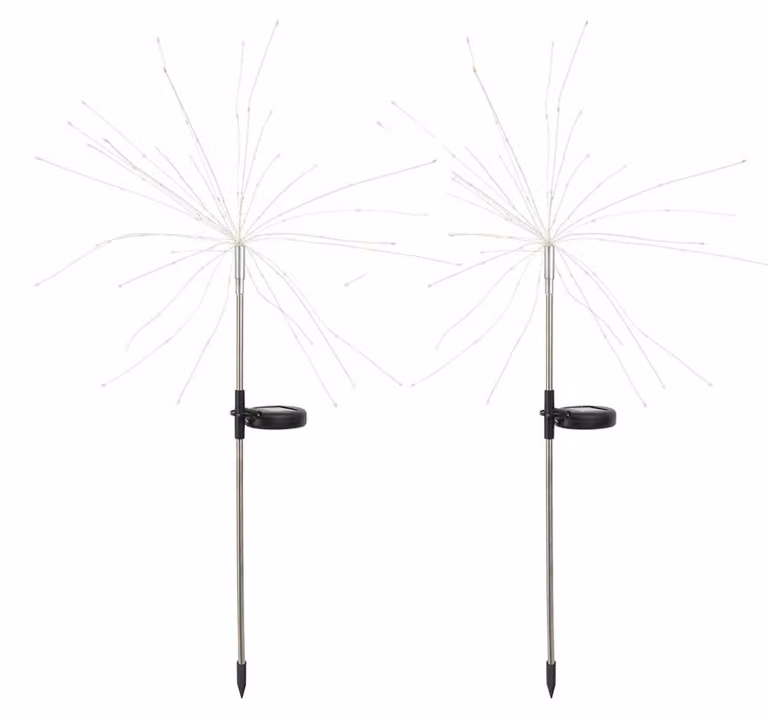 Set di luci solari a forma di faretto, 2 pezzi, LED, multicolore, 97 cm, da piantare nel terreno