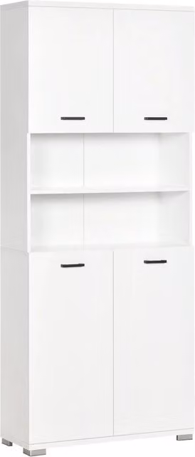 Mobile Bagno 4 ante 2 Ripiani 80x33,5x190 cm in Truciolato Bianco