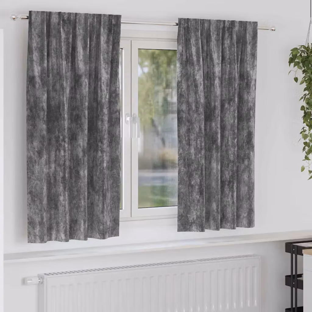 Set di 2 tende in velluto vidaXL grigie, oscuranti e termoisolanti, L: 140 cm x H: 175 cm