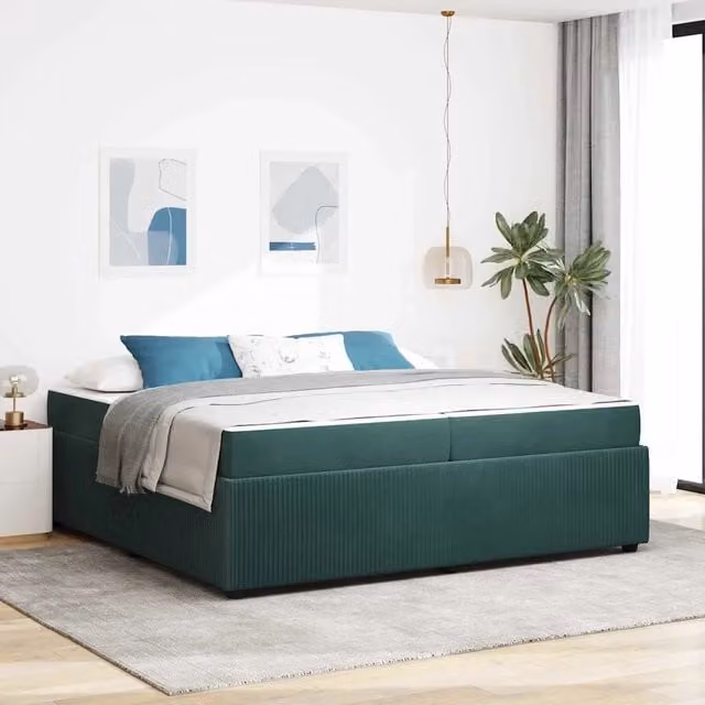 Struttura del letto Verde Scuro 200 x 200 cm Tessuto 3398441