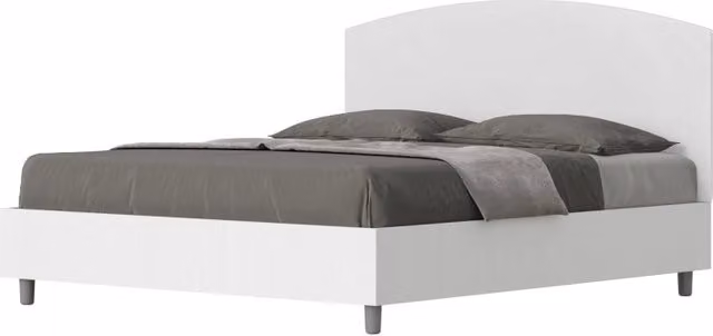 Letto Matrimoniale 160x190 cm struttura bianco frassino testata Antilia - Bianco,Similpelle,Senza rete