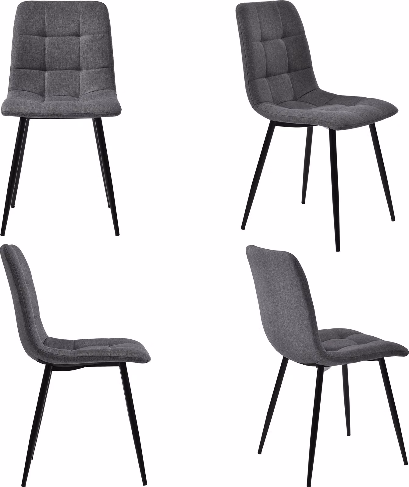 sedie da pranzo okwish set di 4 sedie imbottite con schienale, seduta in lino e metallo, grigio scuro