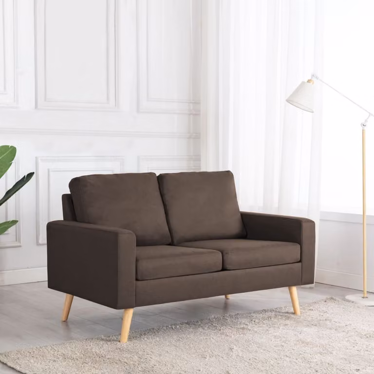 Maison Exclusive - Divano a due posti in tessuto marrone