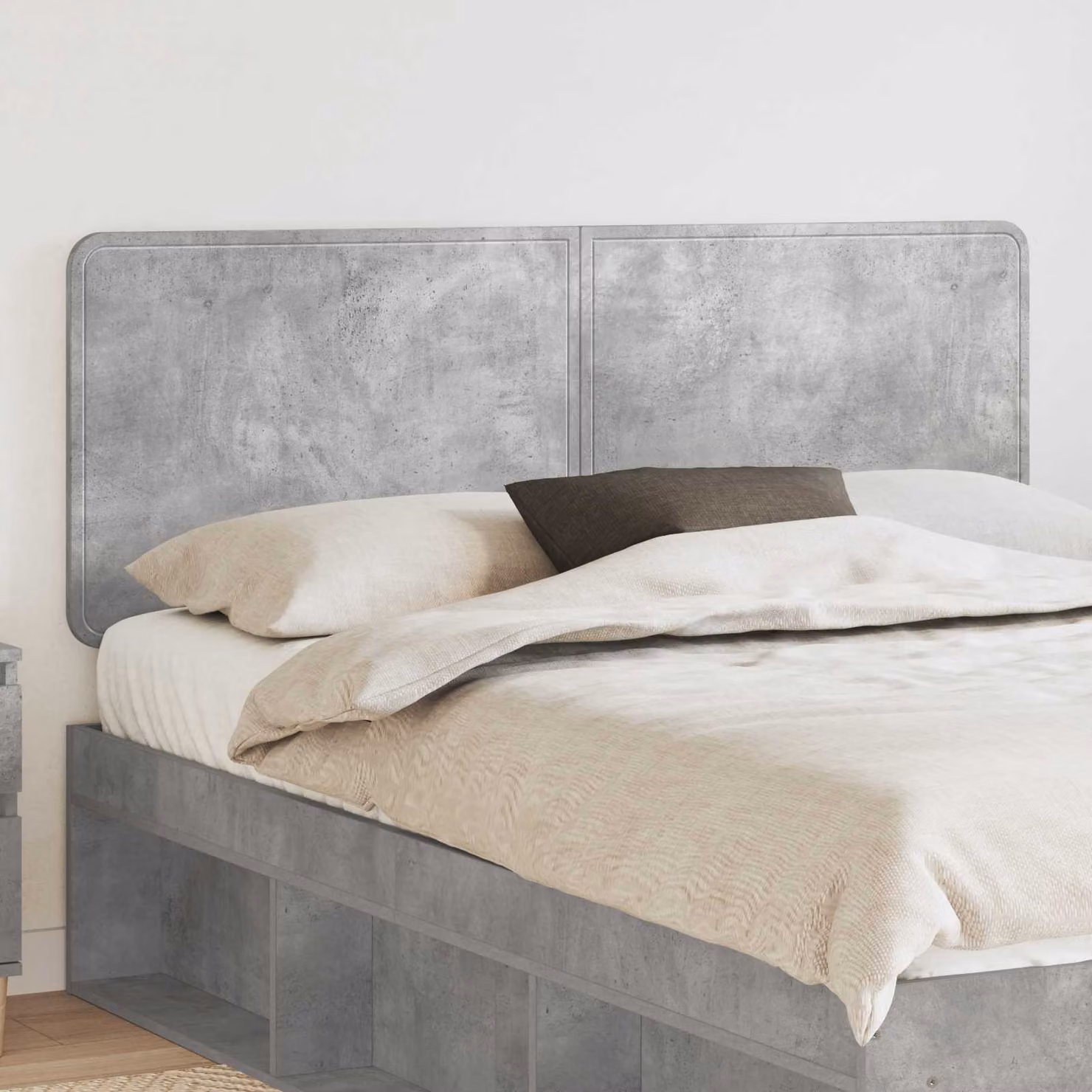 Testiera per letto moderna vidaXL in legno ingegnerizzato, Grigio cemento, L: 153 cm, H: 100 cm, P: 3 cm