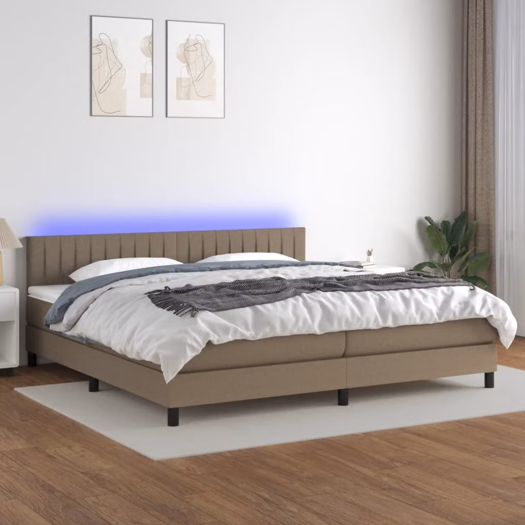Maison Exclusive - Letto a Molle Materasso e LED tortora 200x200cm in Tessuto