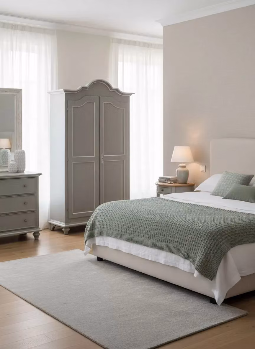 Armadio in legno shabby chic grigio con profilo bianco Mobili 2G L/P/H: 112 x 46 x 204 cm – 2