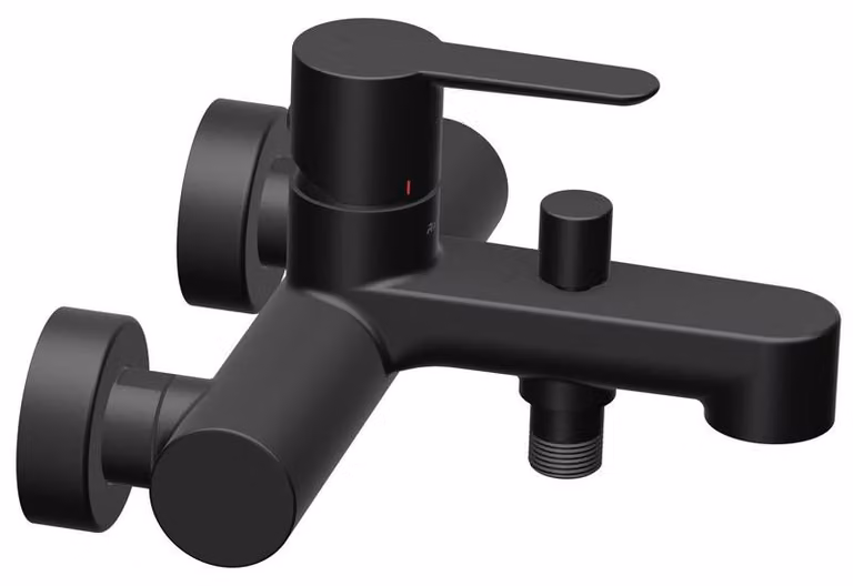 Rubinetto per vasca da bagno a parete Ravak PuriPoliuretano022.21BL con deviatore, senza set doccia, nero