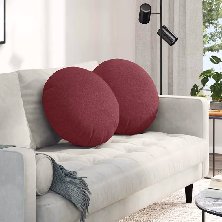 Set di 2 cuscini per seduta rotondi vidaXL in tessuto rosso, Ø 50 x 19 cm
