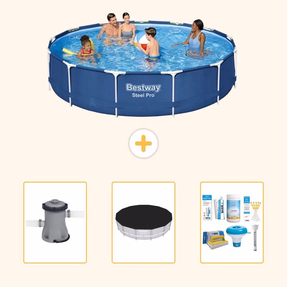 Bestway Steel Pro, piscina in acciaio, forma rotonda - 396x84 cm - composta da 4 parti, modello S22753