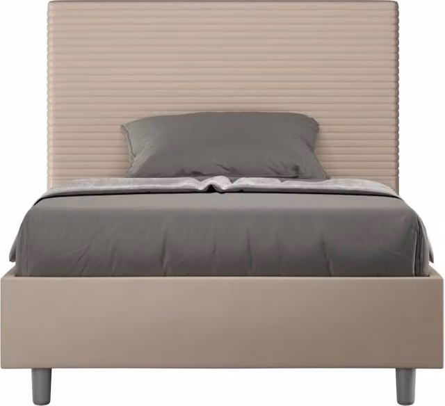 BS COM Letto una piazza e mezza senza rete imbottito 120x190 similpelle tortora
