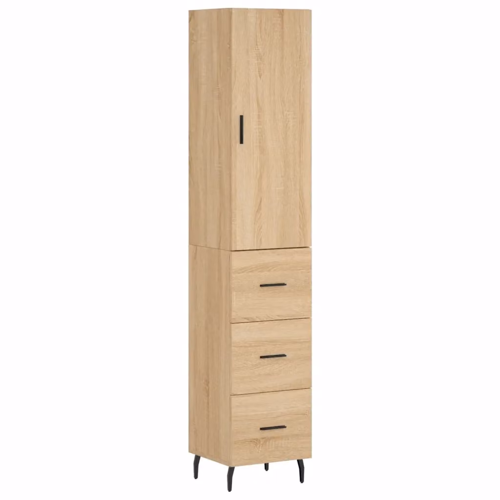 Credenza Buffet Armadio da Cucina Design Mania Rovere Sonoma Marrone in Legno e Metallo L/P/H: 34,5 x 34 x 180 cm – 2